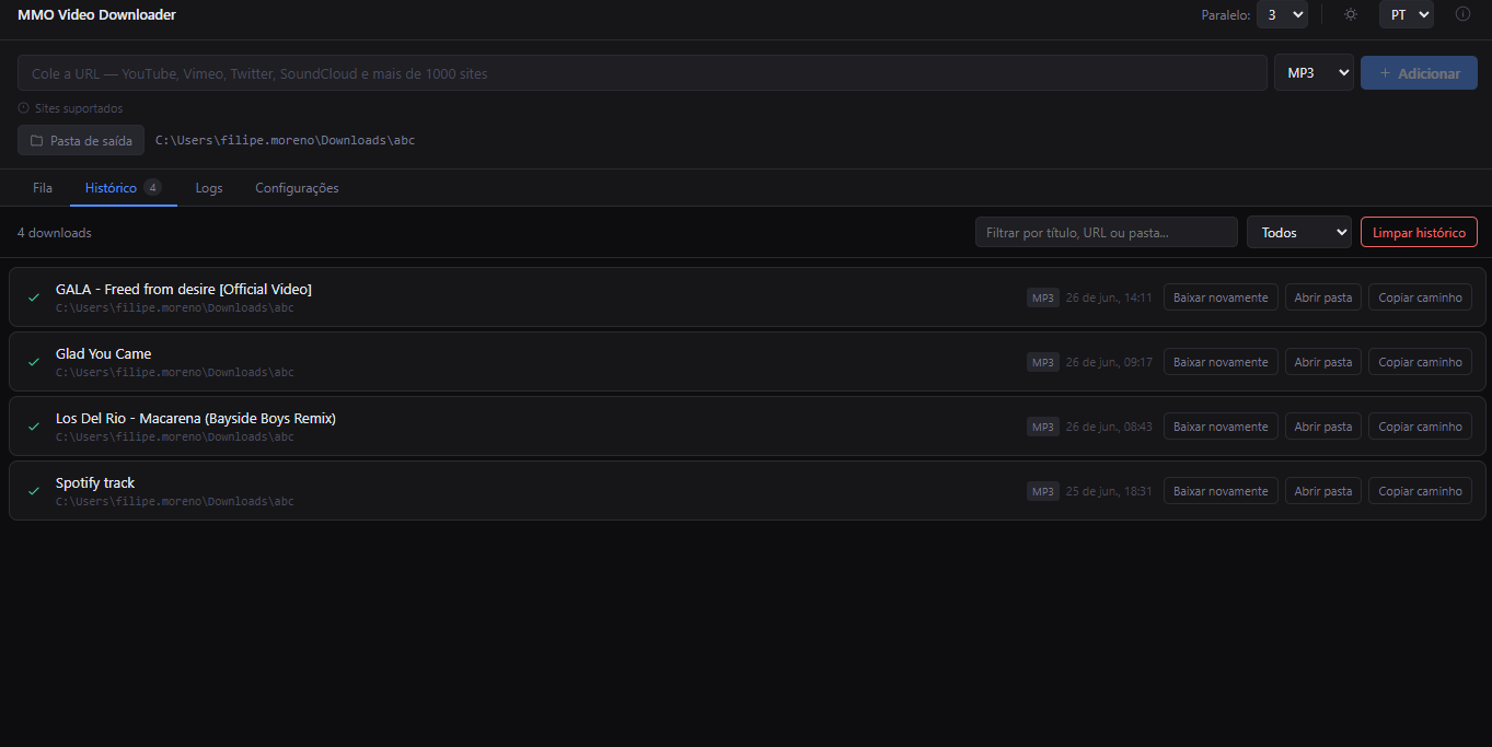 MMO Video Downloader Screenshot